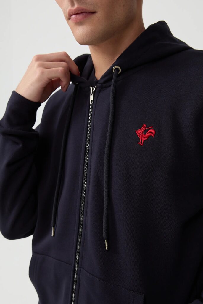 Ducasse : Sweat à Capuche et Fermeture Éclair avec Logo Emblématique du Coq Brodé - 39