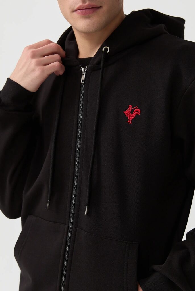 Ducasse : Sweat à Capuche et Fermeture Éclair avec Logo Emblématique du Coq Brodé - 19