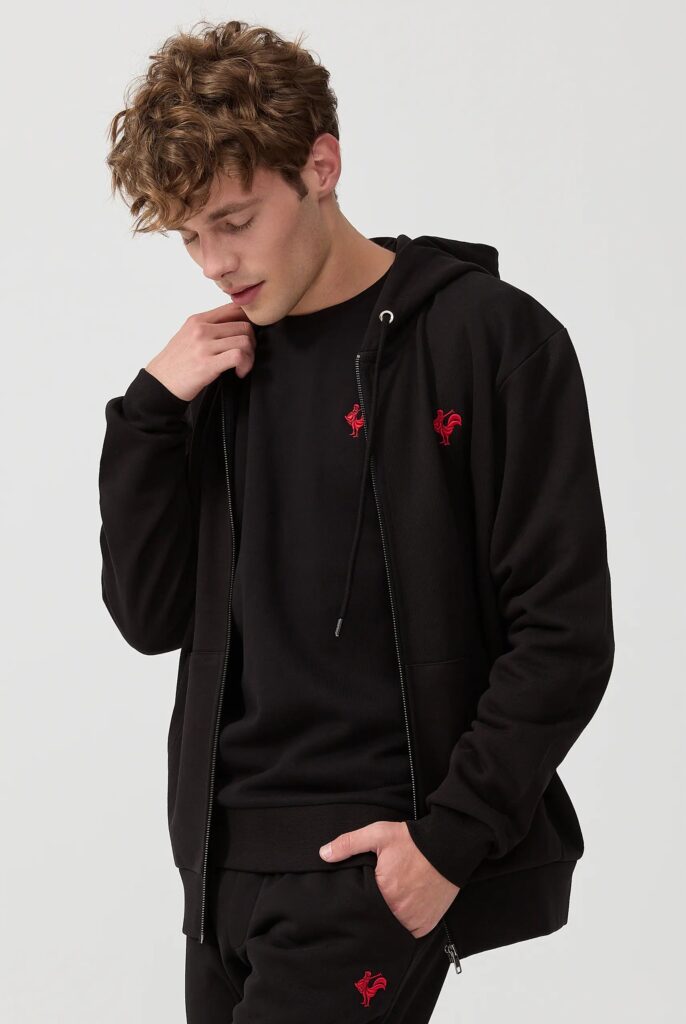 Ducasse : Sweat à Capuche et Fermeture Éclair avec Logo Emblématique du Coq Brodé - 23