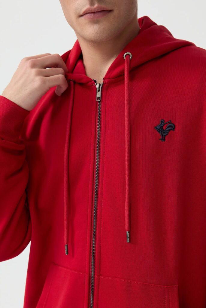 Ducasse : Sweat à Capuche et Fermeture Éclair avec Logo Emblématique du Coq Brodé - 44