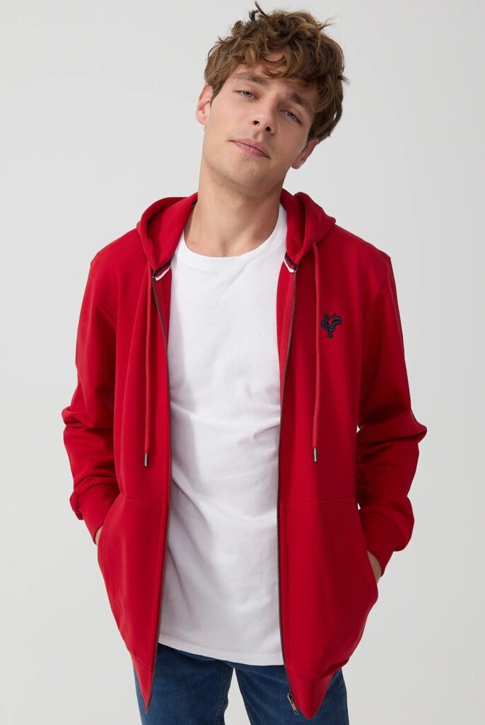 Ducasse : Sweat à Capuche et Fermeture Éclair avec Logo Emblématique du Coq Brodé - 46