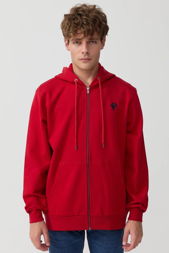 Ducasse : Sweat à Capuche et Fermeture Éclair avec Logo Emblématique du Coq Brodé - 48