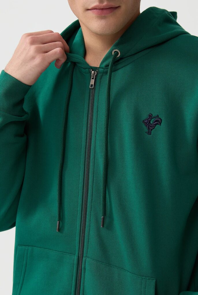 Ducasse : Sweat à Capuche et Fermeture Éclair avec Logo Emblématique du Coq Brodé - 49