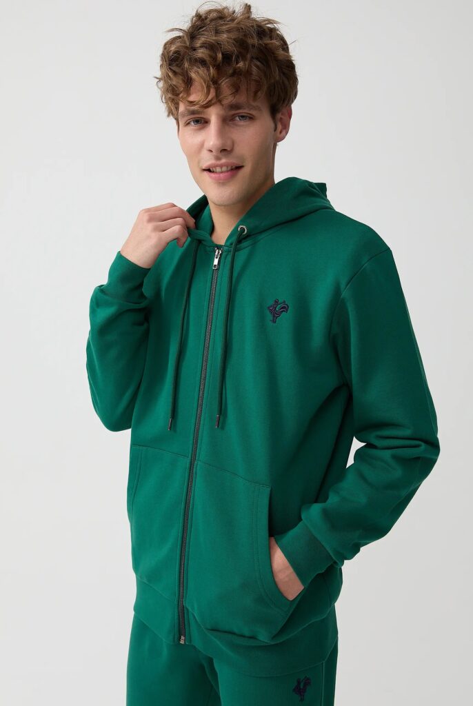 Ducasse : Sweat à Capuche et Fermeture Éclair avec Logo Emblématique du Coq Brodé - 53