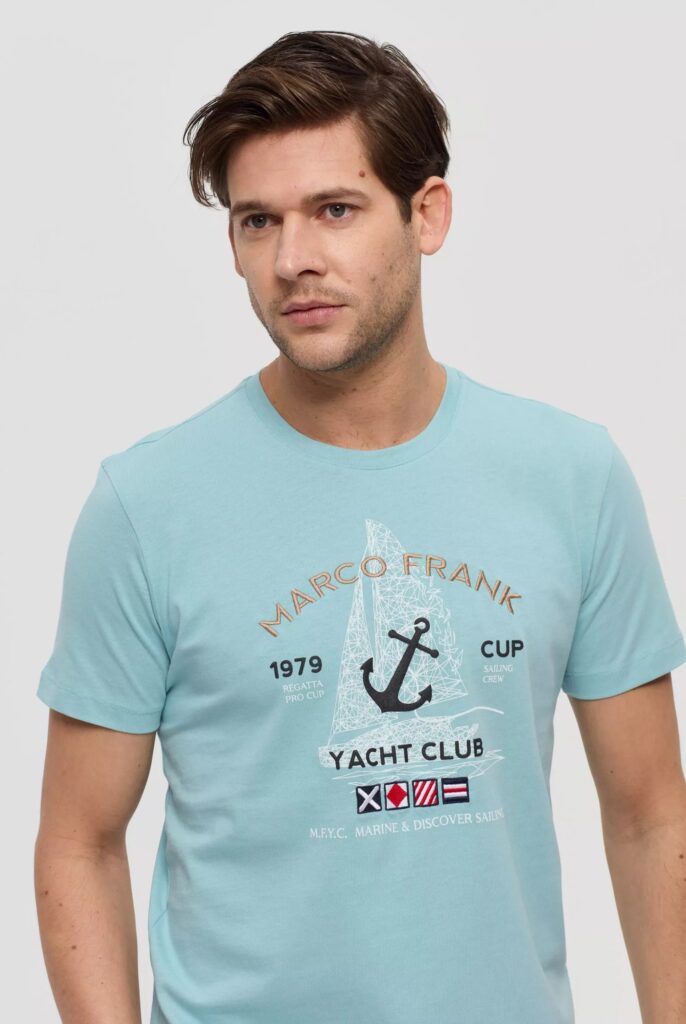 Lyon : T-Shirt avec Logo Brodé, Imprimé Nautique - 12