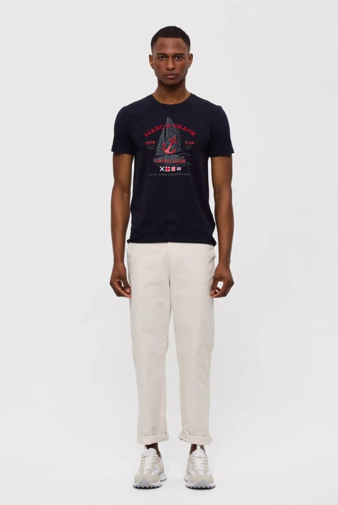 Lyon : T-Shirt avec Logo Brodé, Imprimé Nautique - 17