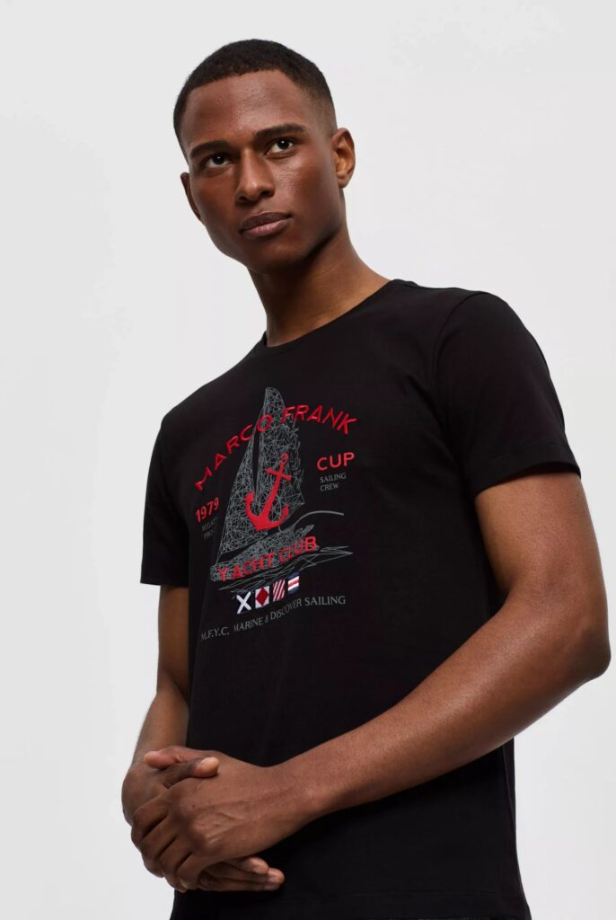 Lyon : T-Shirt avec Logo Brodé, Imprimé Nautique - 18