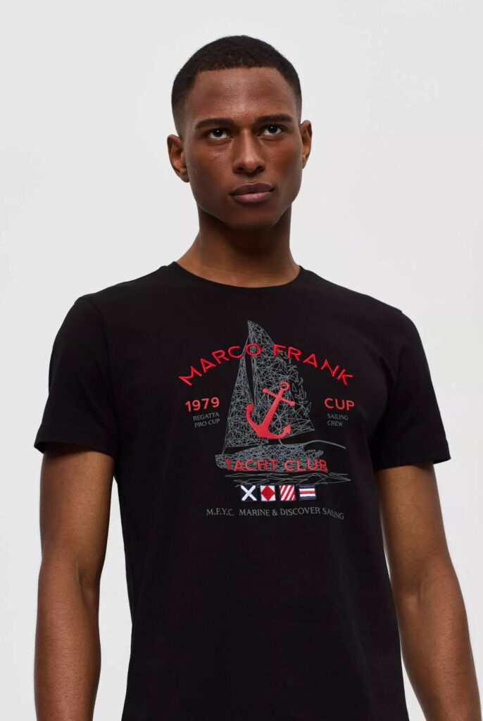 Lyon : T-Shirt avec Logo Brodé, Imprimé Nautique - 19