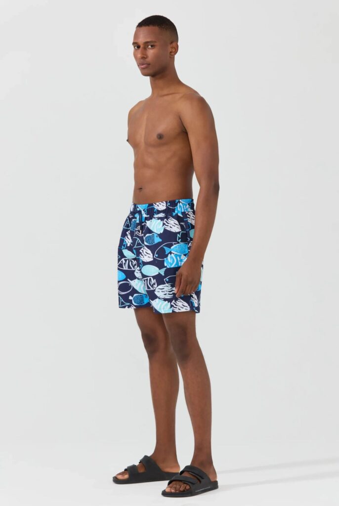 Porter : Short de Bain à Imprimé Poisson, séchage rapide - 2