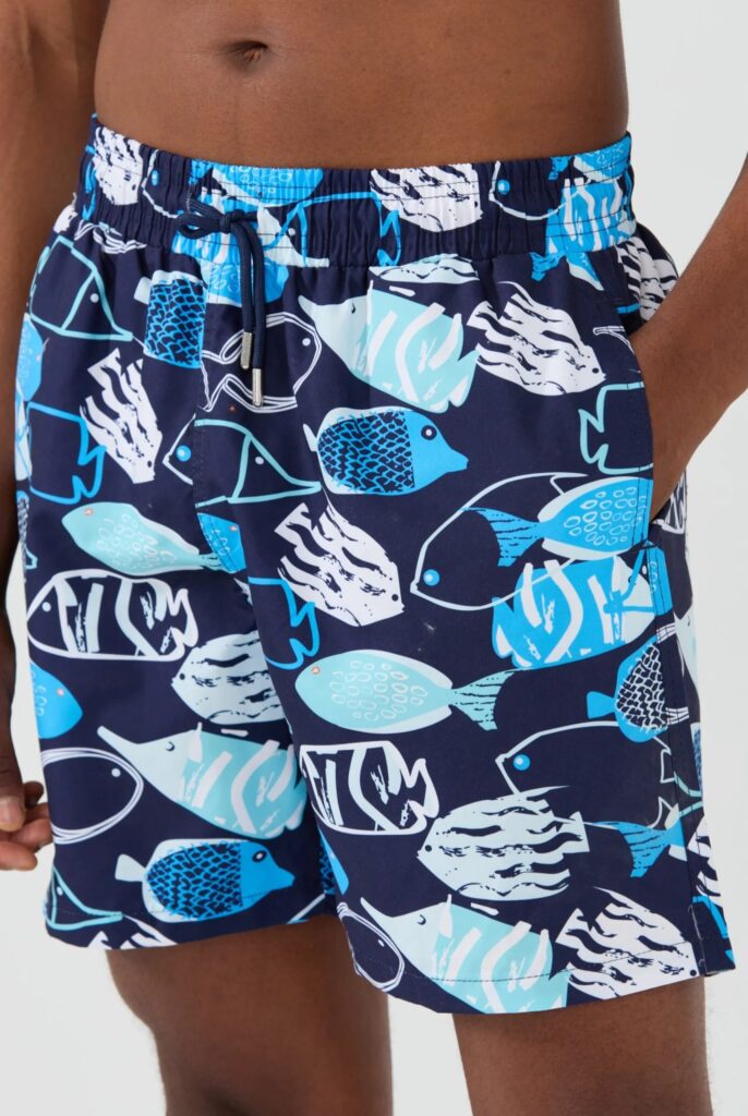 Porter : Short de Bain à Imprimé Poisson, séchage rapide - 6