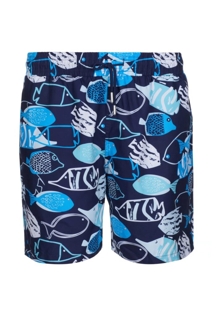 Porter : Short de Bain à Imprimé Poisson, séchage rapide - 7