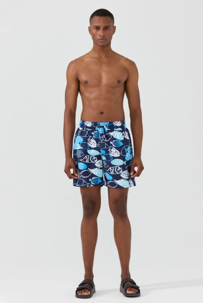 Porter : Short de Bain à Imprimé Poisson, séchage rapide - 8