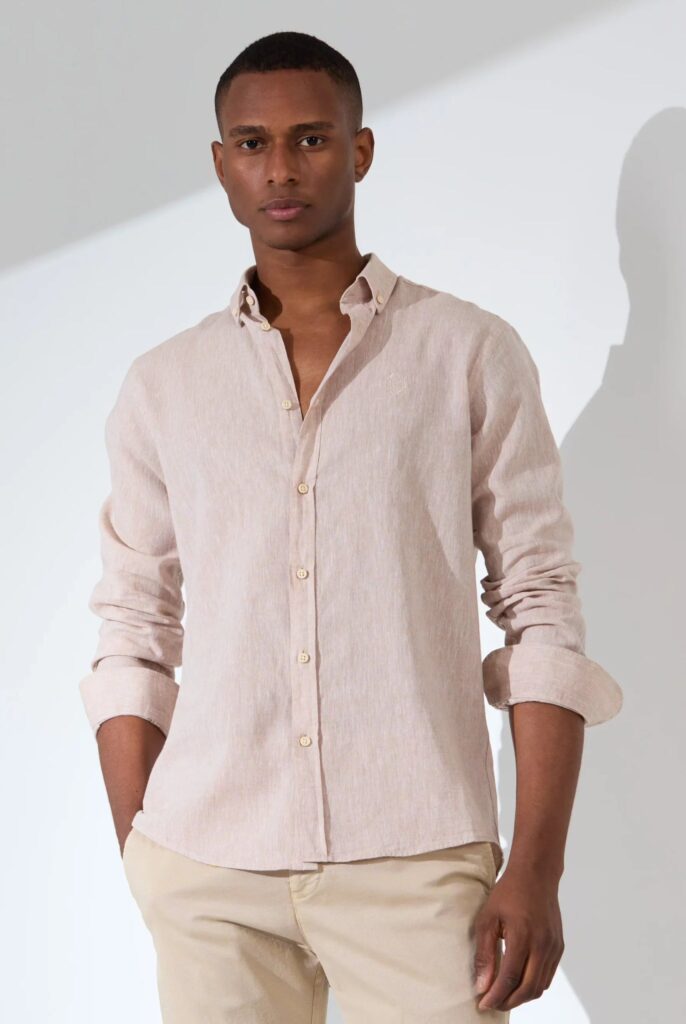 Stéphane : Chemise en Lin Coupe Classique à Manches Longues - 4