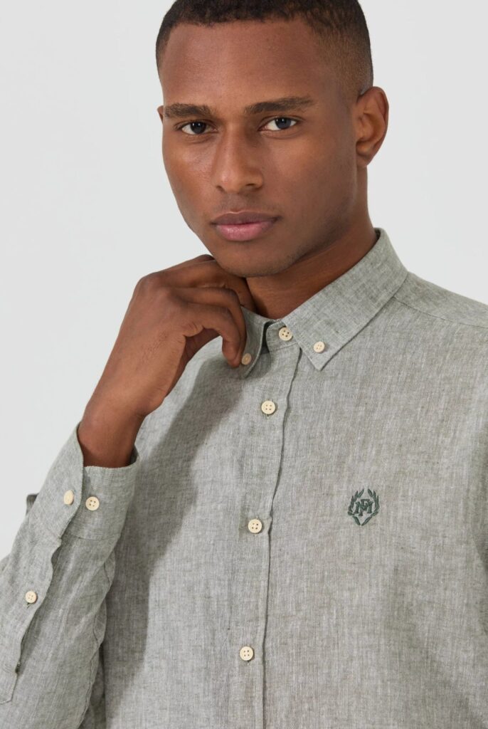 Stéphane : Chemise en Lin Coupe Classique à Manches Longues - 34