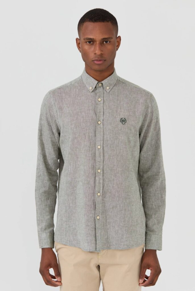 Stéphane : Chemise en Lin Coupe Classique à Manches Longues - 35