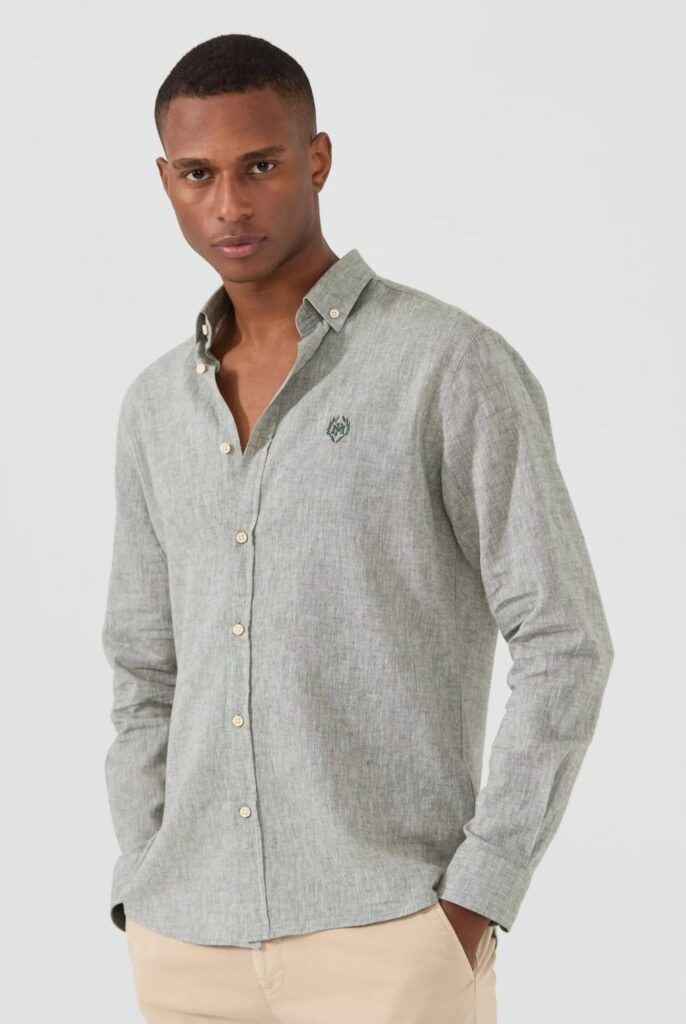 Stéphane : Chemise en Lin Coupe Classique à Manches Longues - 36