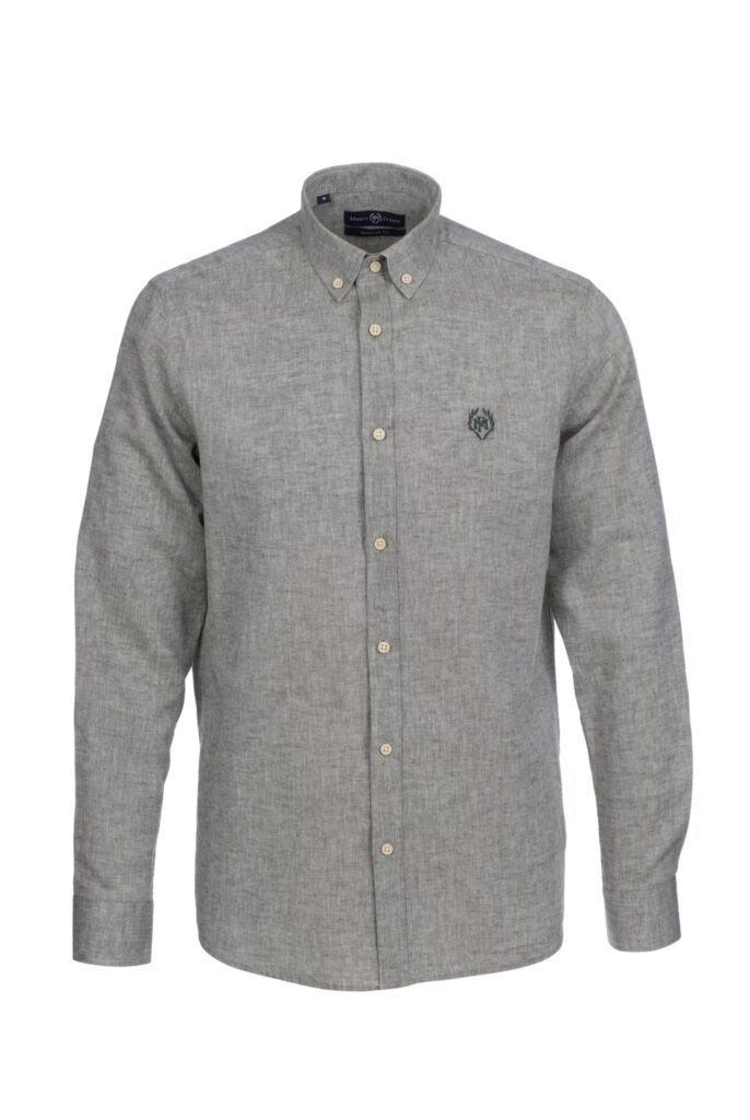 Stéphane : Chemise en Lin Coupe Classique à Manches Longues - 43