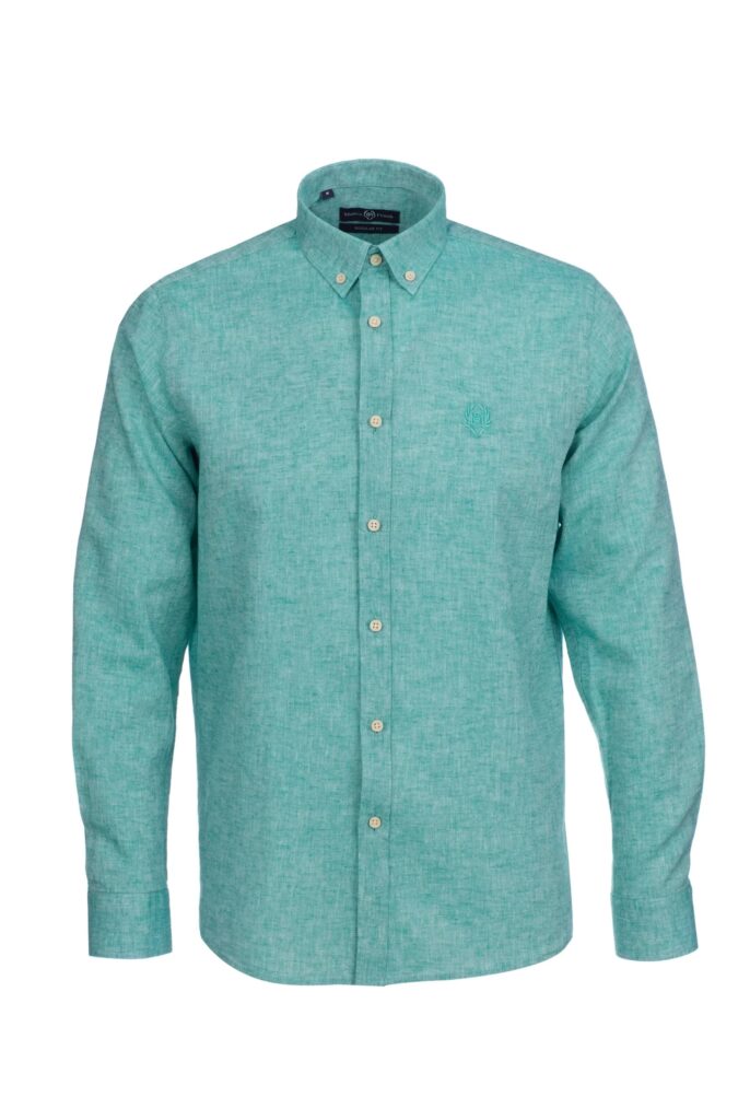 Stéphane : Chemise en Lin Coupe Classique à Manches Longues - 44